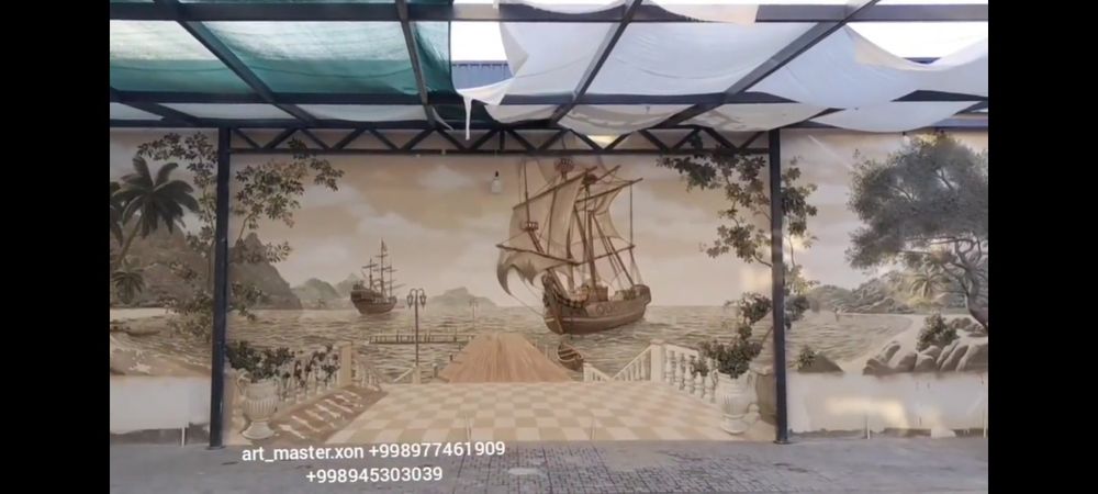 Настенная живопись(мураль), пейзаж, портрет и тематическая живопись!