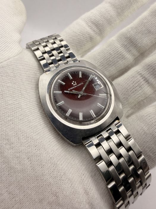 ETERNA-MATIC Automatic Date – Red Dial TV Case 70s Vintage