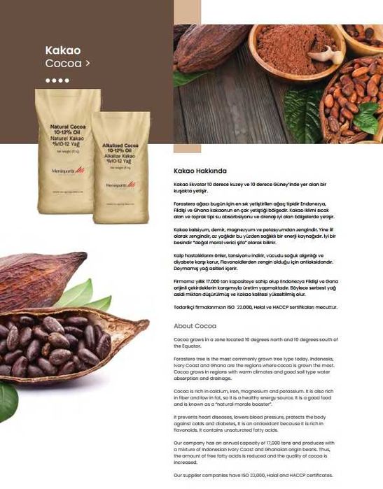 Какао, Kakao, Cocoa maxsuloti va shokalad xom-ashyolar optom narxda.