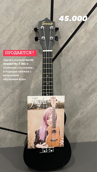 черная укулеле terris