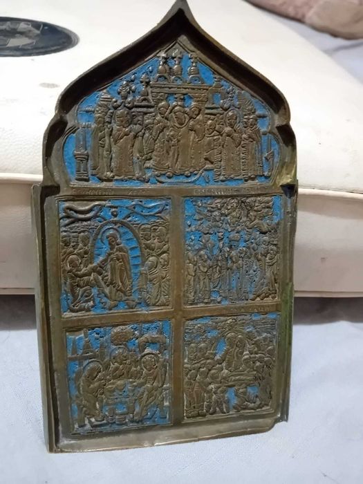 Icoana vintage ruseasca de calatorie, secolul XIX