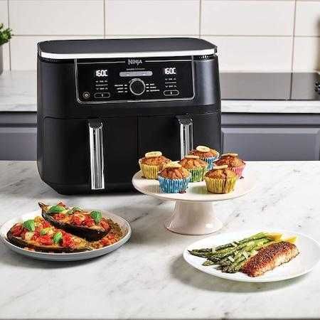 Friteuza cu aer cald Ninja Foodi DualZone AF400, 9.5l, 2470W, 6 functii de gatit, noua