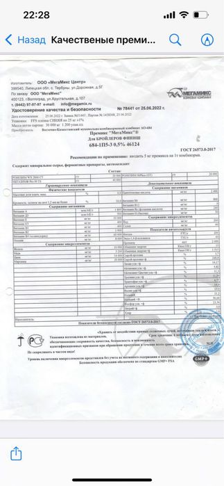 Витаминно- минеральные премиксы