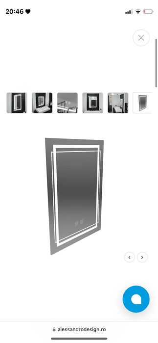 Oglindă baie cu led -fisurată la un colț