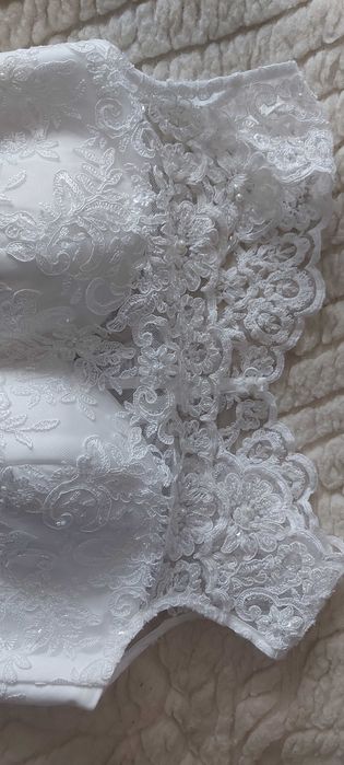 Rochie Mireasă model romantic dantelă mărgele XS-S