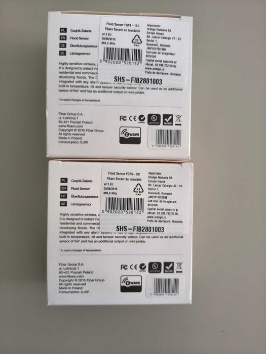 Senzor de inundatie Fibaro FGFS-101 - 2 Buc