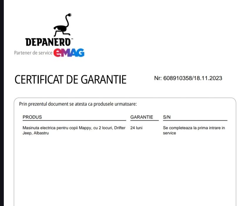 Vând Masinuta electrica pentru copii Mappy,ca NOUĂ CU GARANȚIE