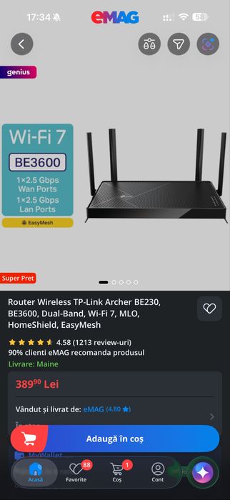 Router TP-Link Wi-Fi 7 BE3600 (Archer BE230)