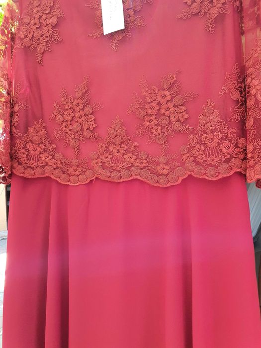 Rochie lunga de ocazie, rosu-grena, Posh Atelier, noua