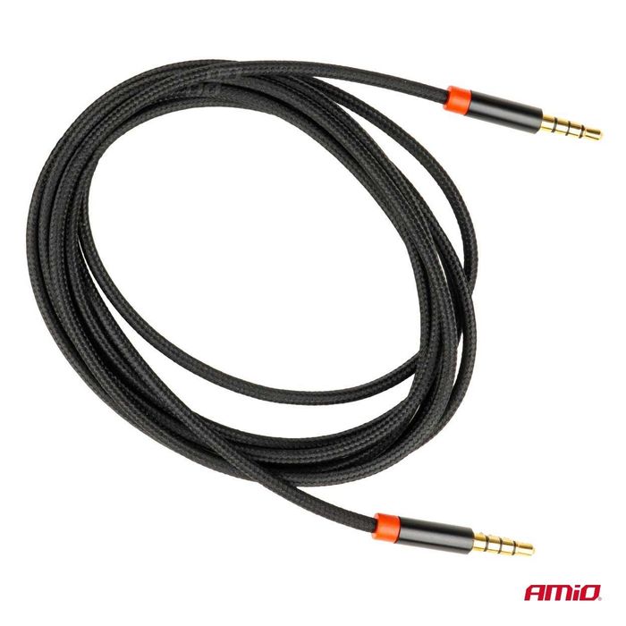Aux mini jack кабел 3.5mm оплетен 100cm amio-03269