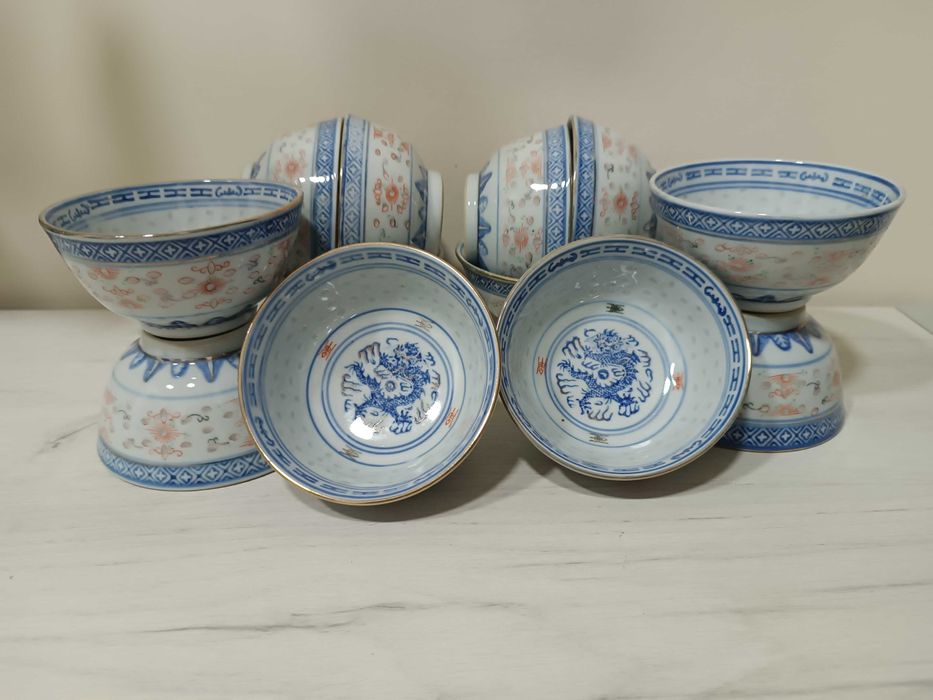 Пиалы в технике "рисовые зерна". Дракон.