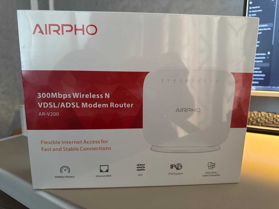 роутер: AIRPHO AR-V200 (VDSL/ADSL modem router, 300 Mbps Wireless N)