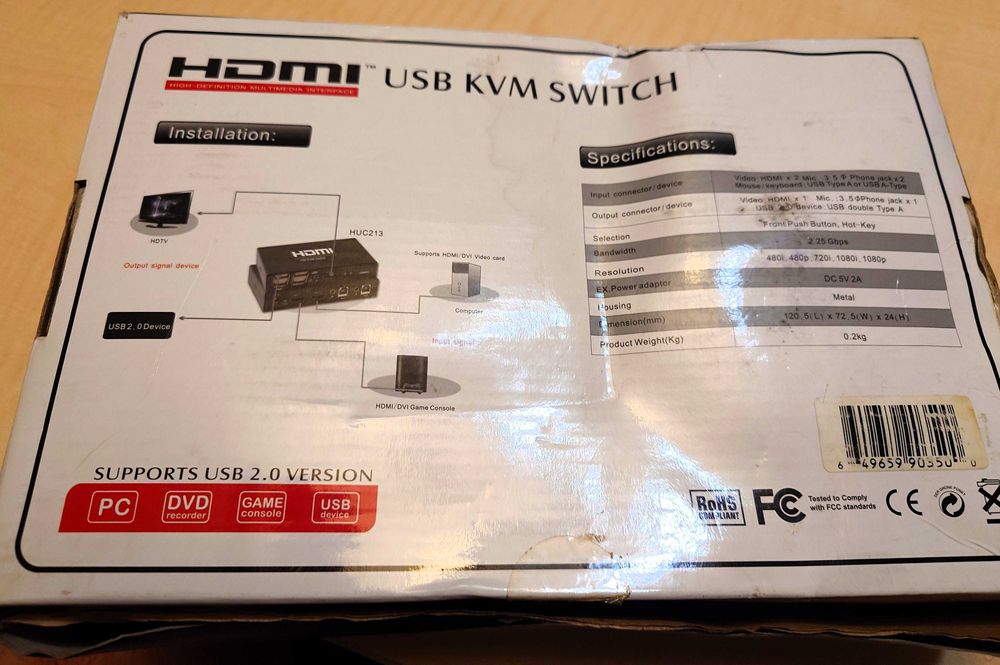 HDMI KVM Switch суич за 2 компютъра към 2 монитора USB