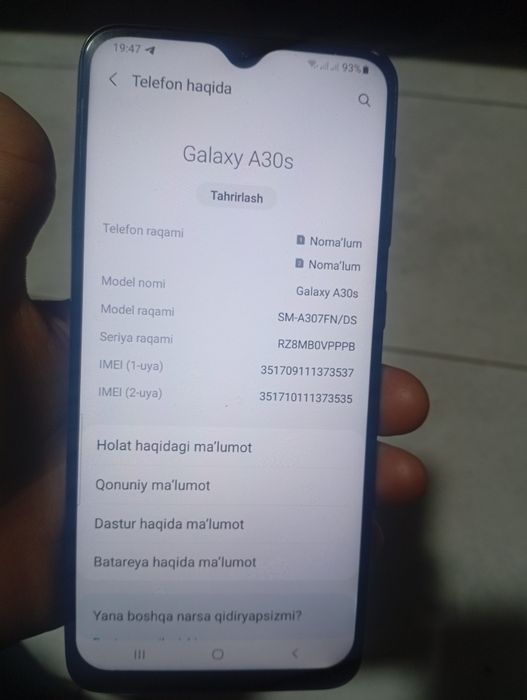 Samsung galaxy A30 S Telefoni sotiladi