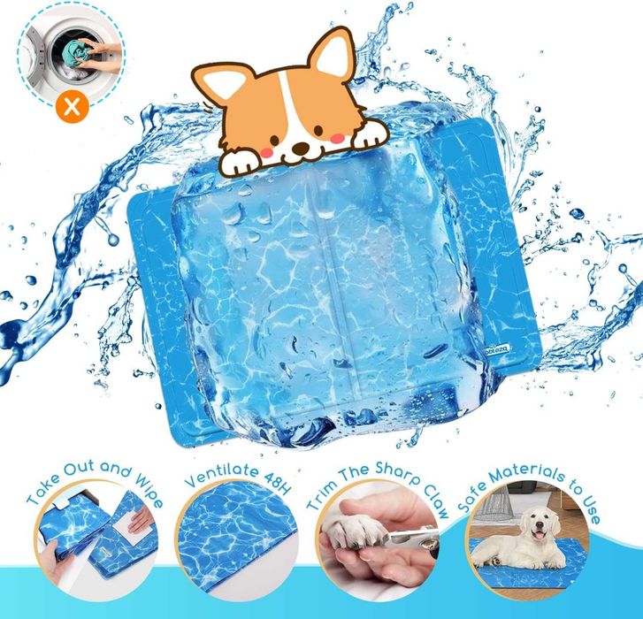 Nobleza Охлаждаща подложка за кучета, M 65x50 см, нетоксичен гел, синя