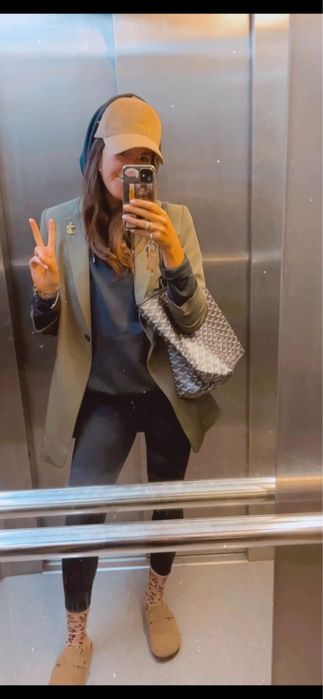 Дамско тъмнозелено дълго сако