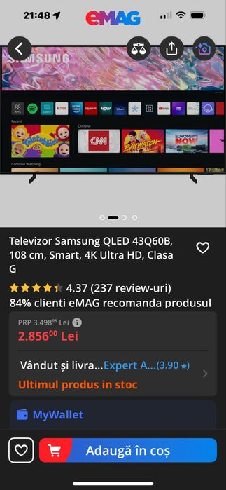 Televizor Qled Samsung 4K 108 cm !