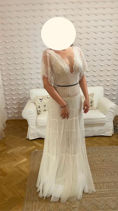 Rochie de mireasa in stil boho din matase si voal (Divine Atelier)
