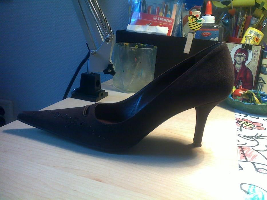 pantofi piele giorgio fabiani maron cu strasuri