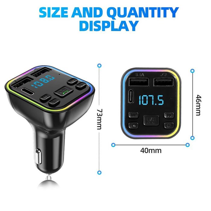 12-24v автомобилен bluetooth 5.0 fm трансмитер безжичен хендсфри ...