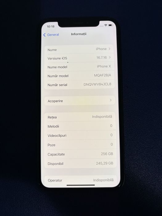 Iphone X , 256Gb, 100%Baterie