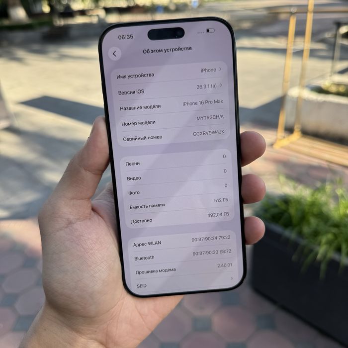 Iphone  16 max blask rangda 512 Gb 91% Dual sim
