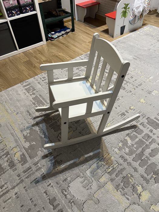 Scaun balansoar lemn alb Ikea