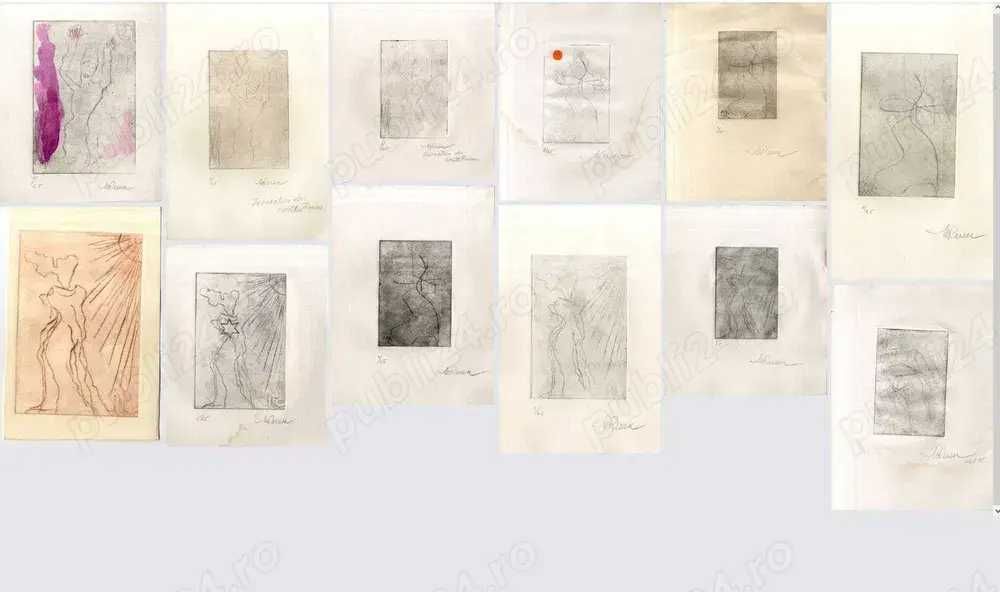 Mihai RUSU (1925-2013) Gravuri Grafica Grafician Roman Gravura anii 90