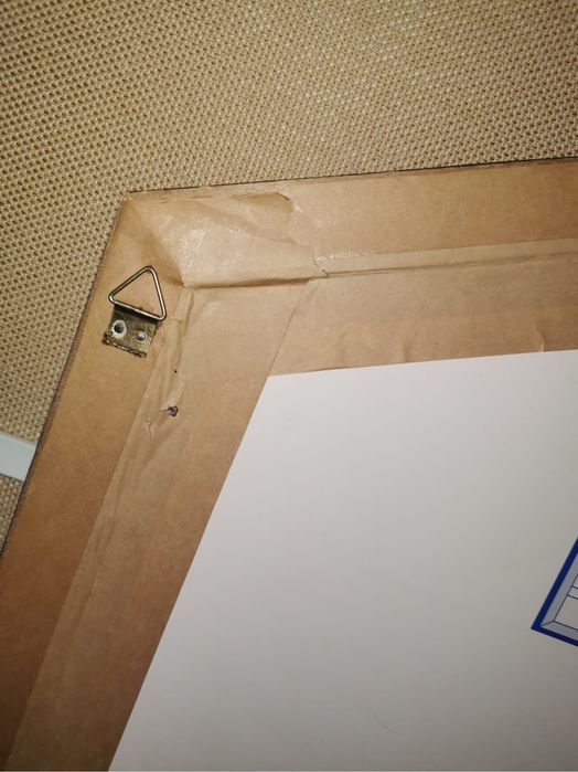 Картина абстрактна сюрреалистична в синя рамка ръчно изработена хартия