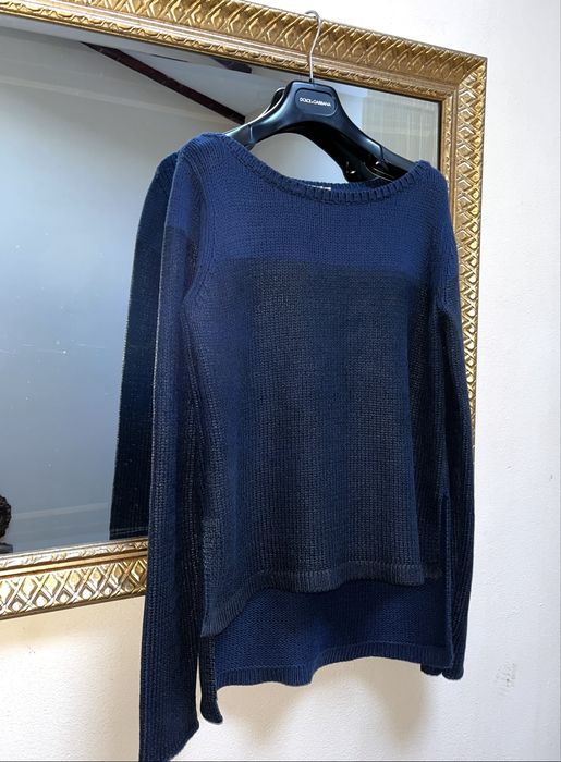 Pulover albastru Calvin Klein, asimetric, bumbac