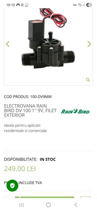 Electrovalva 9V DV  Rain bird