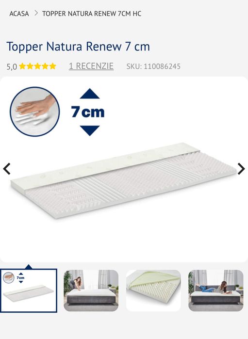 Topper Dormeo Natura renew 7 cm