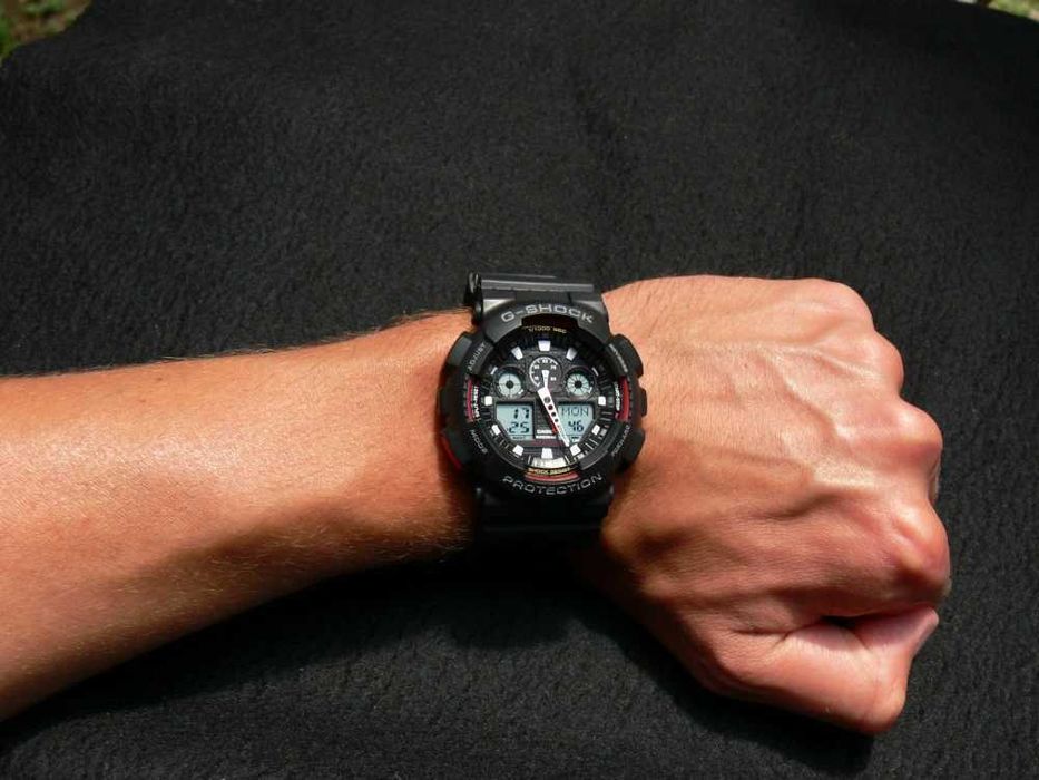 Ceas CASIO G-SHOCK GA-100 BLACK&RED-Negru Mat cu Rosu Sport 2025 Nou !