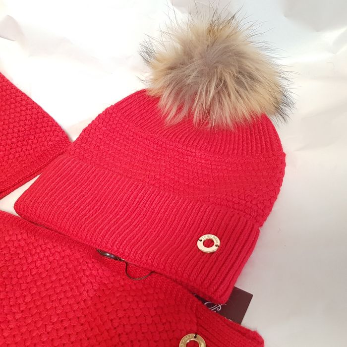 Set Caciua si fular L o r o P i a n a, lana, rosu