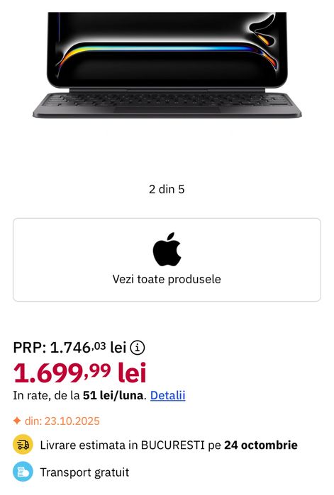 Tastatura APPLE Magic Keyboard, iPad Pro 11" M4, M5, INTERNATIONALA,