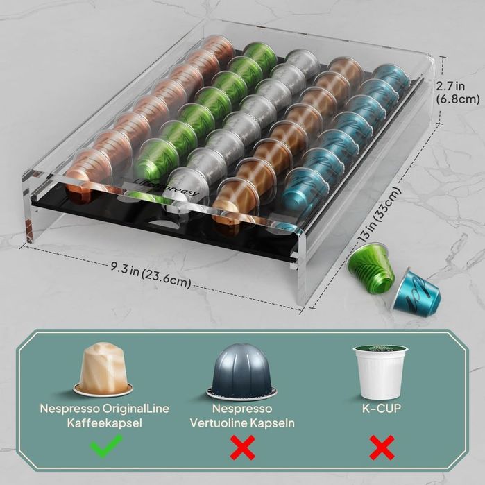 Suport capsule Nespresso sertar transparent 40 capsule
