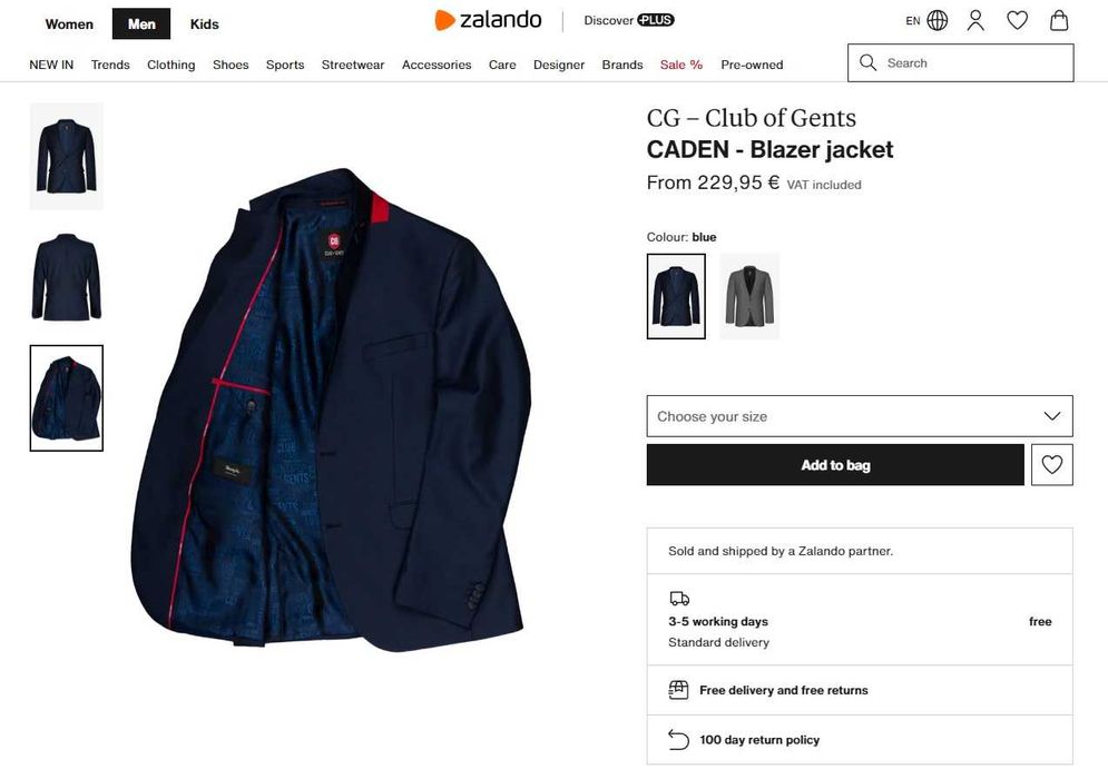 Sacou blazer slim 46 S de lux Club Of Gents NOU lana super 120's navy