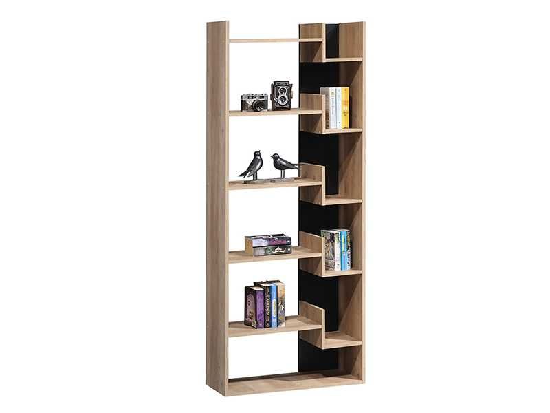 Библиотека, Naya, Антрацит, Бял, Мдф, 72х30х182.5см.