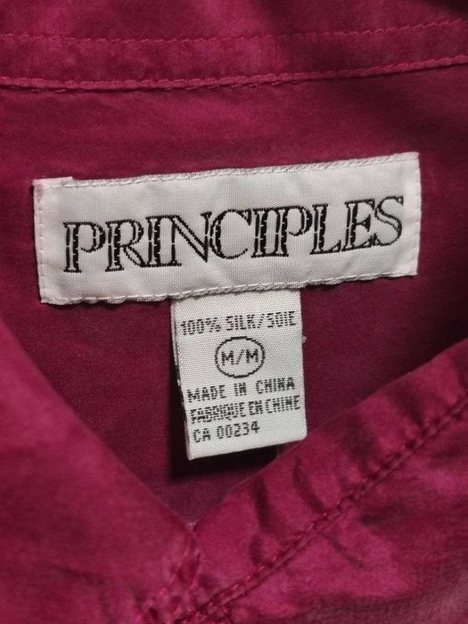 Principles Бордовая Шелковая Рубашка / 50-52 / Винтаж.1990г.