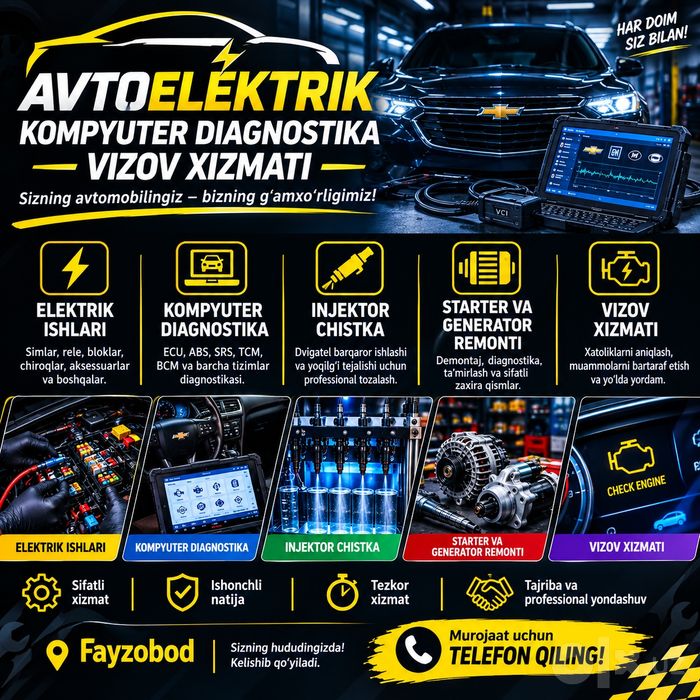 Avtoelektrik Kompyuter diagnostika Toshkent boʻyicha Vizo xizmati