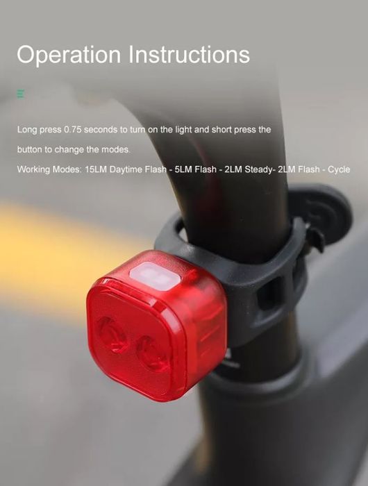 Stop Gaciron W07 IPX-4 bicicleta trotineta 15 lm compact minimalist