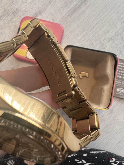 Ceas Fossil Decker , auriu , pietre, analog-digital