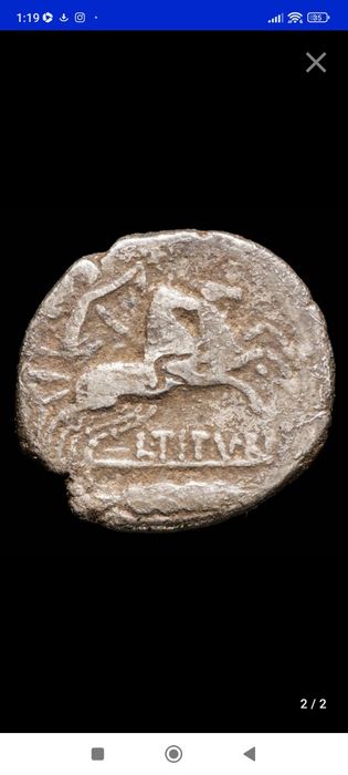 Denar Argint din Republica Romană emis de L Titurius L.f. Sabinus în anul 89 î.Hr.