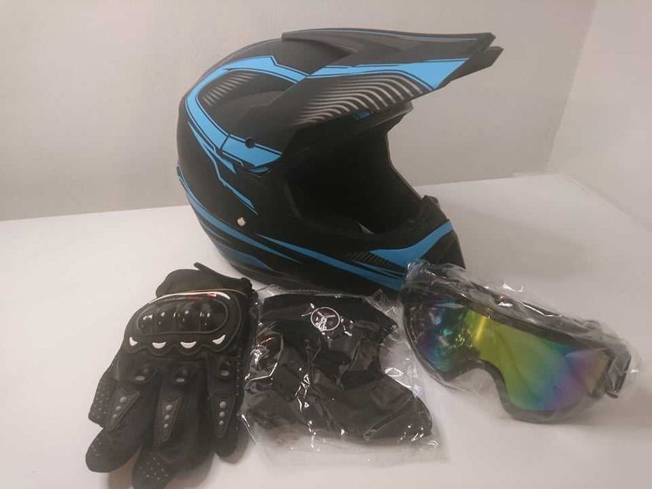 Set casca enduro+Ochelari+Manusi+Cagula