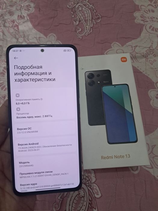 Xiaomi Redmi Note 13 8+8/128GB Black Igravoy Karobka Holati Ideal Zor