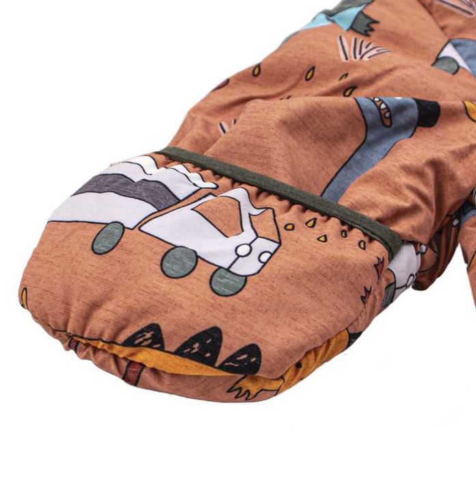 Бебешки ескимос с обръщащи се ръкави и терлички "Дино" в оранжево