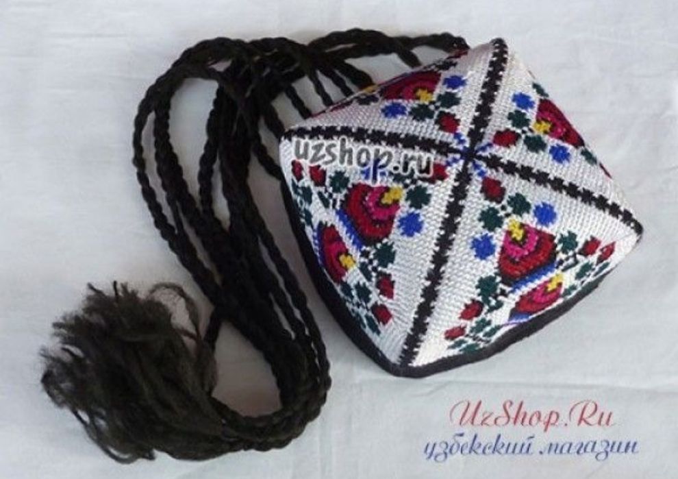 Тюбетейка с косичками на девочку любого возраста размер 15 стандартный