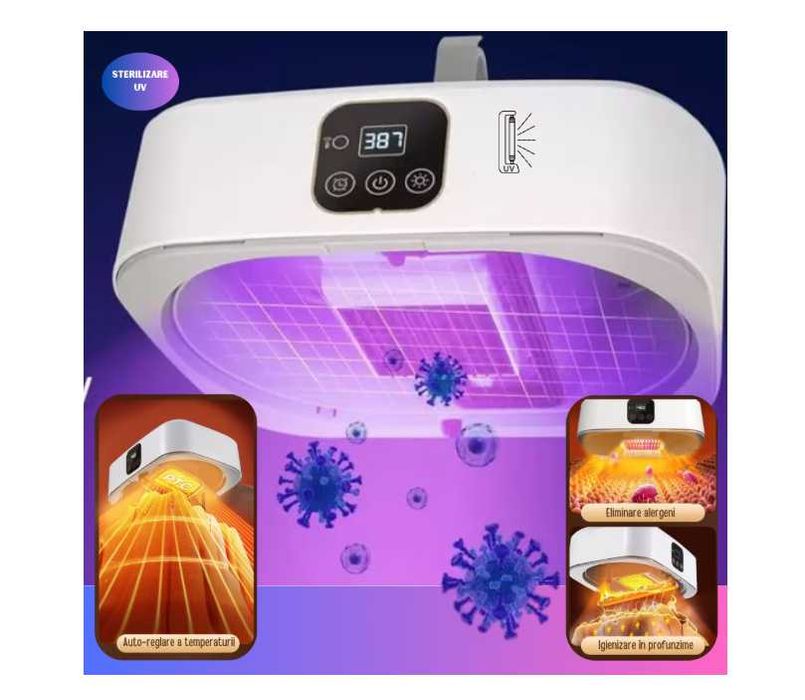 Uscator de rufe electric, pliabil cu sterilizare UV, ecran tactil