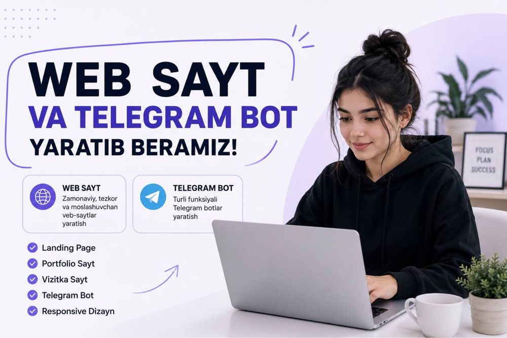 Web sayt va Telegram bot yarataman | Junior Developer