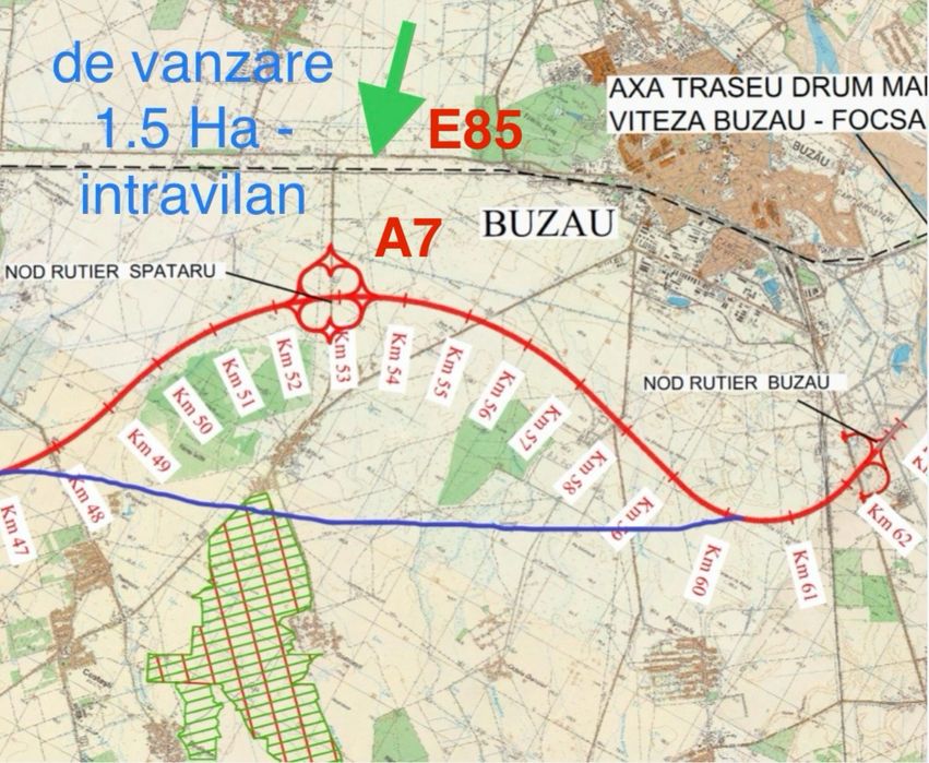 Teren intravilan - Hub logistic/parc industrial - 6 Ha - Buzău A7/ E85